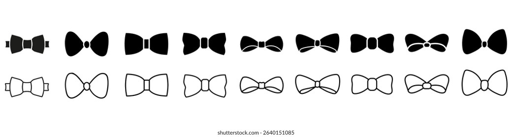Bow tie vector set. Ribbon bow illustration sign collection. Hair bow symbol. Bow logo.