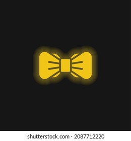 Bow Tie yellow glowing neon icon