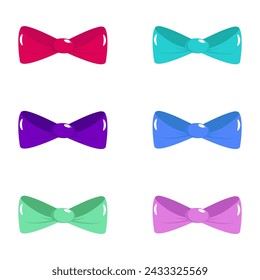  Bow ties, bowknot set isolated on white