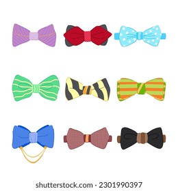 bow ties men set cartoon. tie suit, style elegant, tuxedo accessory, business formal bow ties men sign. isolated symbol vector illustration