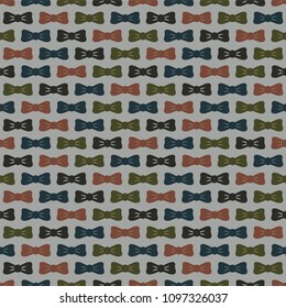 Bow Ties Seamless Pattern - Colorful bow ties on gray background