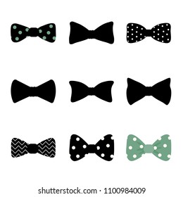 Bow Ties Set for Celebration and Party. Mens Fashion. Vector illustration