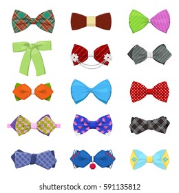 Bow Ties Set for Celebration and Party. Mens Fashion. Vector illustration