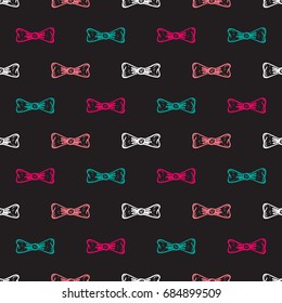 Bow Ties Vector Seamless pattern. Hand drawn Doodle Bows