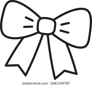 Un lazo con dos cintas dibujadas en un estilo de contorno audaz. La ilustración presenta un diseño simple y limpio con líneas distintas. Ilustración vectorial de dibujos animados.
