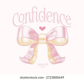 Arco de fita de textura grunge vintage. feminino, feminino, camiseta design, slogan tipografia confiança, 3d Bow vibes