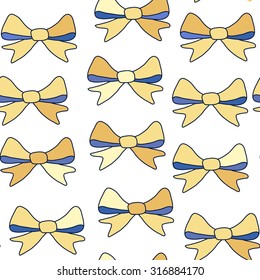 Bow vector  hand drawn seamless fashion colorful romantic pattern on background