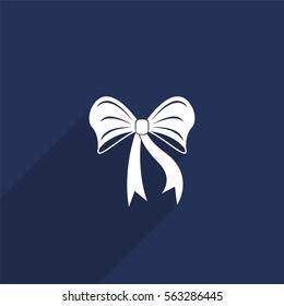 Bow vector icon with long shadow isolated on  blue