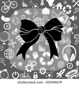 bow vector icon - matte glass button on background consisting of different icons