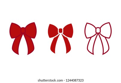 Bow - vector icons. Red bows. Christmas bows - flat vector illustration isolated on white background