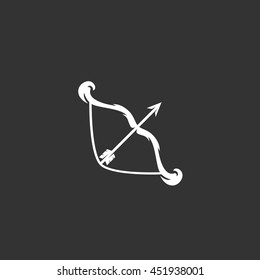 Bow vector logo isolated on a black background. Icon silhouette design template. Simple symbol concept in flat style. Abstract sign, pictogram for web, mobile and infographics