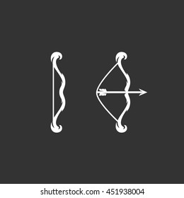Bow vector logo isolated on a black background. Icon silhouette design template. Simple symbol concept in flat style. Abstract sign, pictogram for web, mobile and infographics
