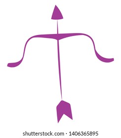 Bow es un arma para disparar a una flecha, típicamente hecha de pedazo curvo de madera doblado a una curva por una cuerda fuertemente estirada, vector, dibujo de color o ilustración. 