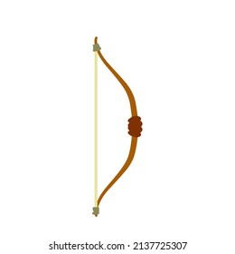 Bow weapon. Shooting and hunting element. Flat cartoon illustration