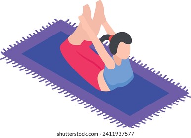 Bow yoga pose isometric Concept, Work Life Balance Vector Icon Design, Spare time engagements Symbol, Additional pursuits Sign, Personal pastimes Stock Illustration