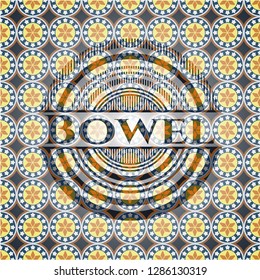 Bowel arabic badge background. Arabesque decoration.