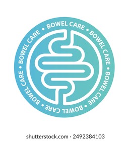 Bowel care, a sign in blue color.