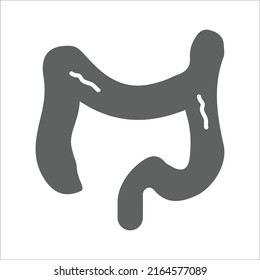 Bowel, colon, proctology icon. Gray vector graphics.