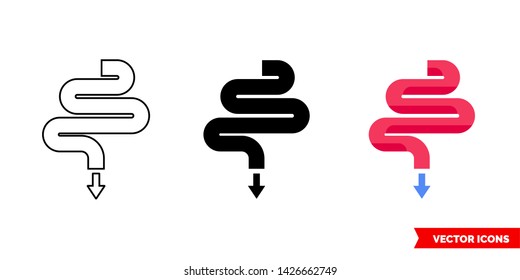 Bowel flush icon of 3 types: color, black and white, outline. Isolated vector sign symbol.