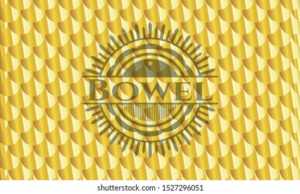 Bowel gold shiny emblem. Scales pattern. Vector Illustration. Detailed.