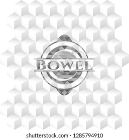 Bowel grey emblem. Vintage with geometric cube white background