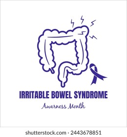 Darm Hand gezeichnet für IBS-Feier. Illustration von Reizdarmsyndrom Bewusstsein, IBS-Monat Feier im April