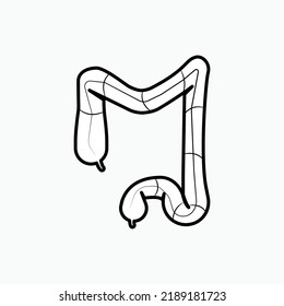 Bowel Icon. Colon Sign. Intestine, Internal Organ Symbol - Vector. 