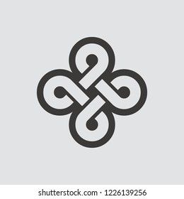Bowen knot icon isolated of flat style. Vector illustration.
