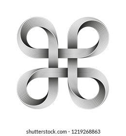 Bowen Knot Sign Made Of Metal Cables. Command Key Symbol . Vector Illustration Isolated On White Background.