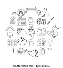 Bower icons set. Outline set of 25 bower vector icons for web isolated on white background