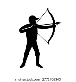 Bowfishing archer silhouette vector art illustration