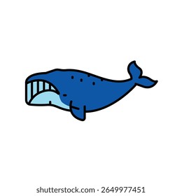 bowhead whale color line icon for digital and print projects. Arctic animals. Minimal clean icons for apps and websites. Modern simple icons for UI UX and branding