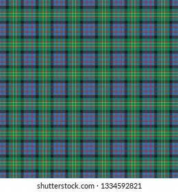 Bowie's ancient tartan. Seamless pattern of a traditional Scottish tartan of Bowie's clan for fabric, kilts, skirts, plaids. Frequent, small weaving.