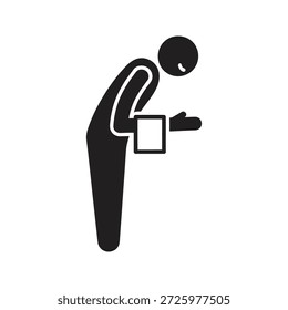 Bowing butler icon gesturing welcome with towel for polite hotel restaurant service greeting respect hospitality reception courteous