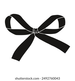 Bowknot for decoration. Isolated on a white background. Black and white design. Trendy hair braiding ribbon. Perfect for weddings, birthday parties, and girls' accessories. Decorative element.