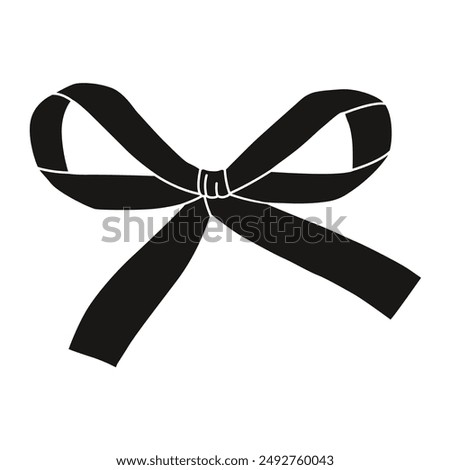 Bowknot for decoration. Isolated on a white background. Black and white design. Trendy hair braiding ribbon. Perfect for weddings, birthday parties, and girls' accessories. Decorative element.