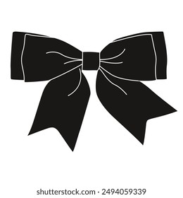 Bowknot for decoration.Isolated on a white background. Black and white bowknot. Trendy hair braiding ribbon. Wedding celebration and birthday party decorations. Girls accessories. Decorative elements.