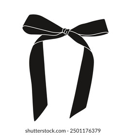 Bowknot for decoration.Isolated on a white background. Black and white bowknot. Trendy hair braiding ribbon. Wedding celebration and birthday party decorations. Girls accessories. Decorative elements.