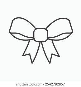 Bowknot icon in black and white outlined stroke