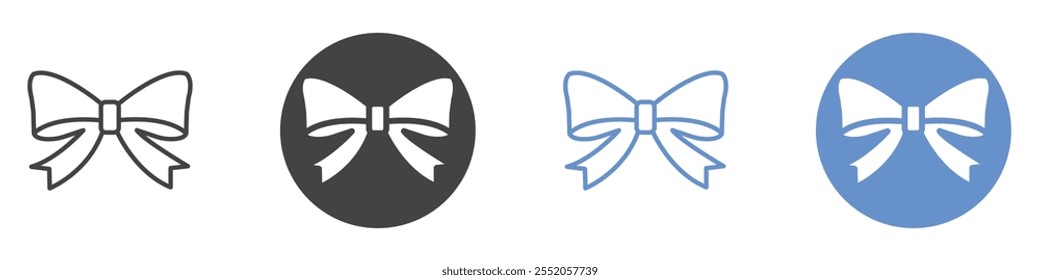 Bowknot icon flat line symbol set.