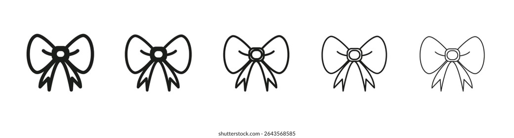 bowknot icon vector outline set illustration sign