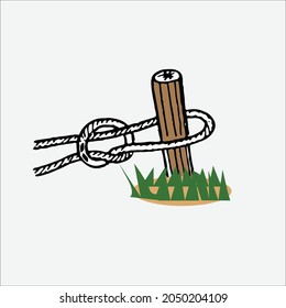 bowknot rope on tree trunks in the grass design graphic backgrounds illustration