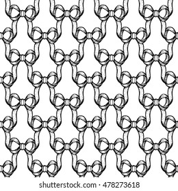 bowknot seamless pattern. Design element for wedding greeting card, valentines day invitation, honeymoon postcard. Vintage style, hand drawn pen and ink