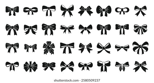  Bowknots icons set. Variety of decorative ribbon bows, adding a touch of elegance and celebration to gifts or special occasions