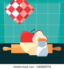 bowl with apples preparation cooking