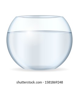 Bowl aquarium on a white background. Vector illustration.