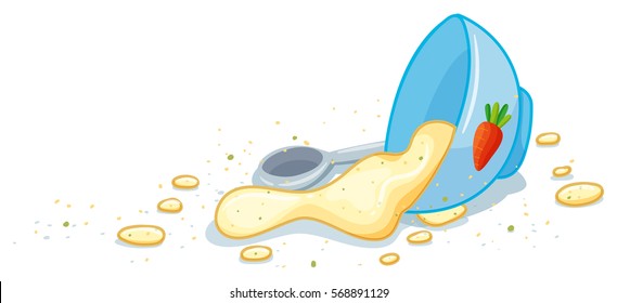 Bowl of babyfood on the floor illustration