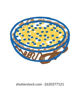 vetor de esboço de ícone de doodle de grão de cevada da tigela. símbolo isolado ilustração