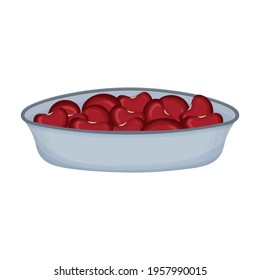 Bowl beans vector cartoon icon. Vector illustration bowl bean on white background. Isolated cartoon illustration icon of beans .