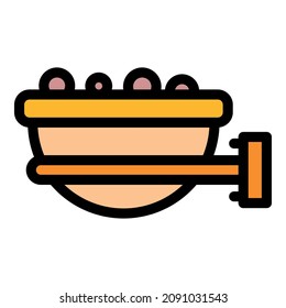 Bowl Bird Feeder Icon. Outline Bowl Bird Feeder Vector Icon Color Flat Isolated